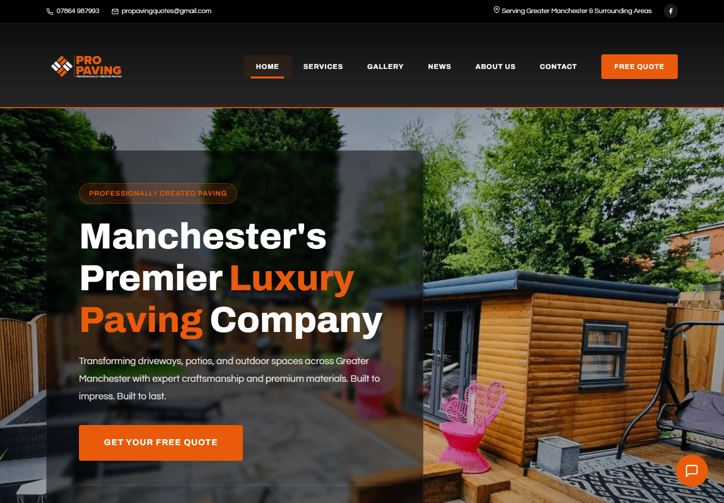 The Pro Pave website homepage